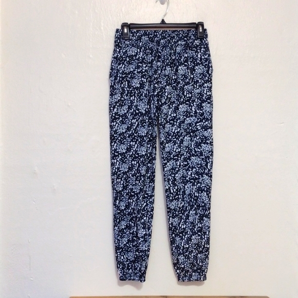 Rachel Zoe Pants - Rachel Zoe Blue & White Print Elastic Drawstring Waist Joggers Size XS